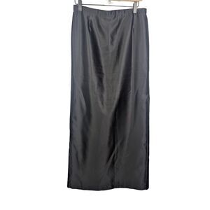 Vintage Sleek Minimalist Black Satin Skirt Formal Wedding Cruise Elegant Event